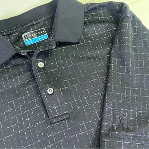 PGA Tour Golf XL Men's Black Patterned Short Sleeve Polo Shirt